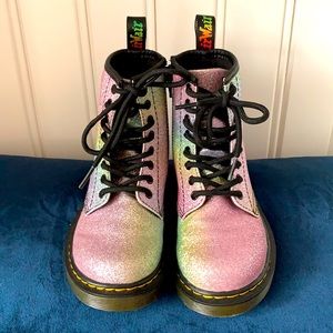Dr Martens Air Wair 1460 Lace Up Zip Up Glitter Rainbow Boots Girl's Size 12